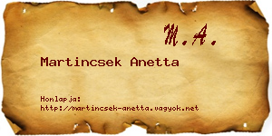 Martincsek Anetta névjegykártya